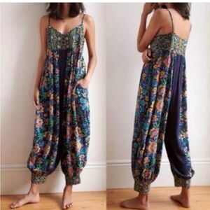 Anthropologie Vega Navy Floral Jumpsuit